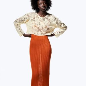 NWT ZARA CROPPED CROCHET TOP SM